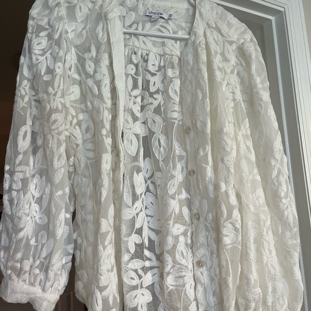 Chico's White Lace Cardigan